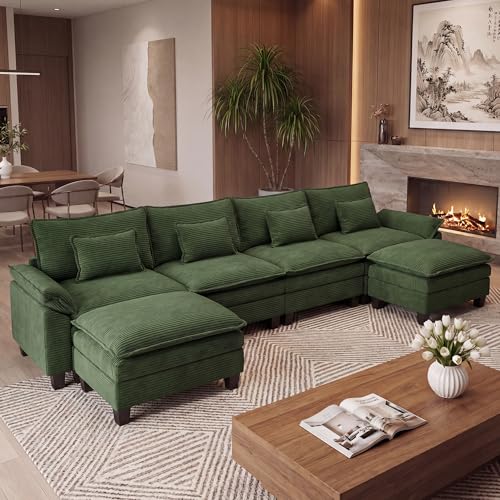 Image of URRED Oversized Modular Sectional Sofa,Solid Green:157 inch U Shaped