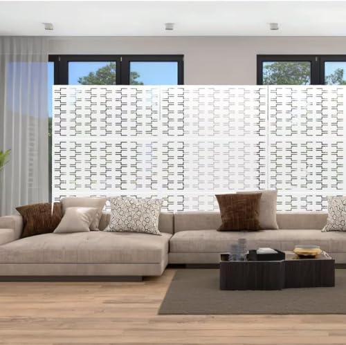 Elevens Metal Privacy Screen Outdoor Patio Screen Panels Freestanding Decorative Screen Set with Stand for Deck Patio Balcony Garden Outdoor&Indoor, White-Brick