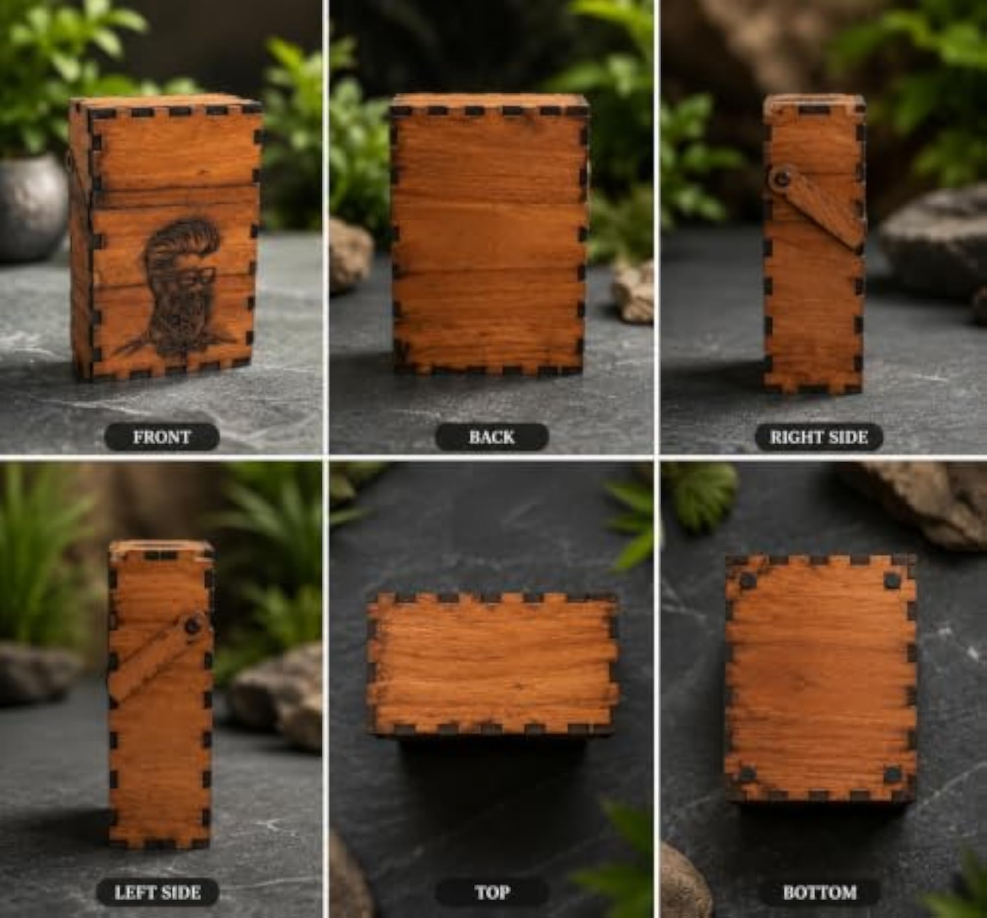 Handmade Wooden Cigarette Holder Box with Magnetic Closure