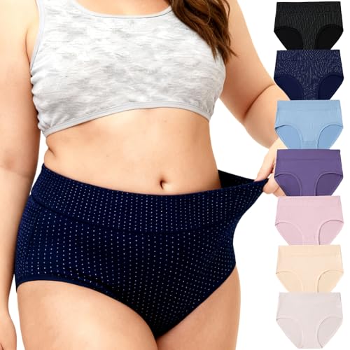 Image of Women's Underwear Plus Size XL-6XL Panties Briefs High Waist Rose Floral Print 6 Pack Undies