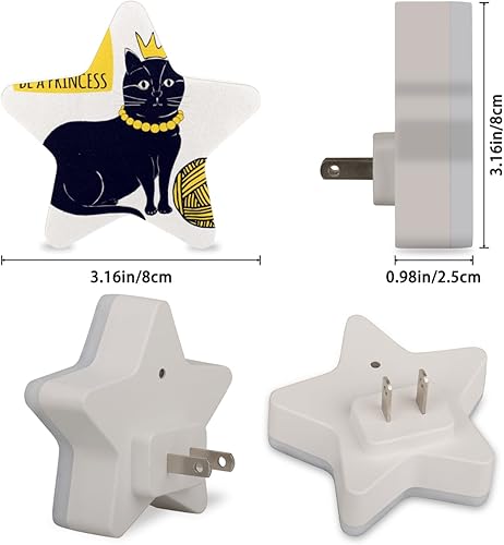 Miniatura 2 de Lámpara de noche LED enchufable, lámpara de noche con forma de estrella de princesa de gato con sensor de atardecer a amanecer para dormitorio,