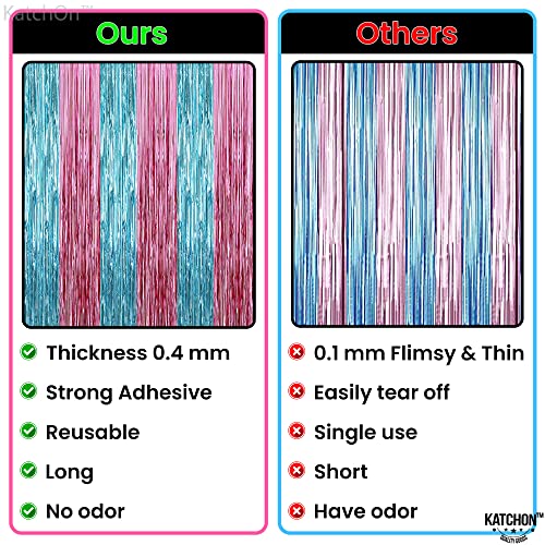 Image of KatchOn, XtraLarge Pink and Blue Streamers - 3.2 x 8 Ft, Pack of 2 | Pink and Blue Streamers for Gender Reveal Decorations | Streamer Backdrop for Baby Shower, Unicorn, Mermaid Birthday Decorations