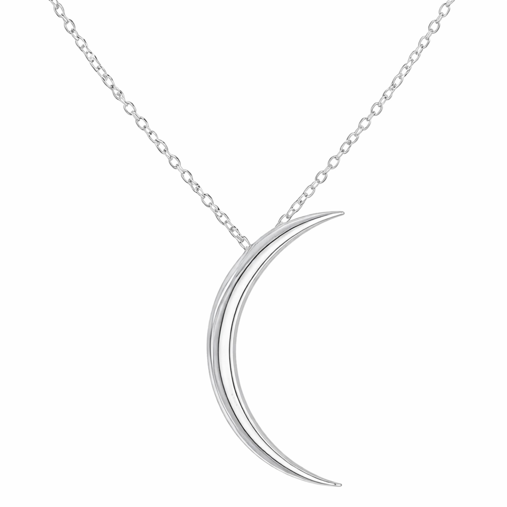Beaux Bijoux Sterling Silver Crescent Moon Necklace for Women - 925 Silver or 14k Gold Plated Silver, Half Moon Pendant Necklace for Women - 16-18