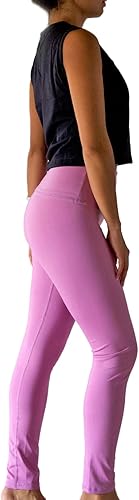 Leggings de cintura alta para mujer, cómodos y elegantes pantalones de yoga con tela que absorbe la humedad (talla única, mediana y grande, morado),