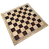 Atlas Tournament Chess Board with Inlaid Burl and Ebony Wood, Extra Large 21 x 21 Inch, Board Only
