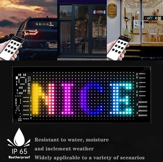 Image of LED Matrix Display Panel with Mobile App Control, USB Powered Scrolling Message Board with Remote