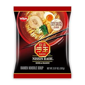 Nissin RAOH Ramen Noodle Soup, Soy Sauce, 3.77 Ounce (Pack of 12)