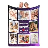 Croilujo Gifts for Grandma Blanket from Grandkids Personalized Mothers Day Best Grandma Blanket Custom Blankets with Photos Customized Picture Throw Christmas Mothers Day Birthday Gifts