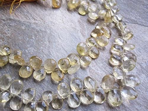 Citrine Briolette Perles Poire Facettées LKBEADS Pierres Jaunes 7-8mm x 9-13mm