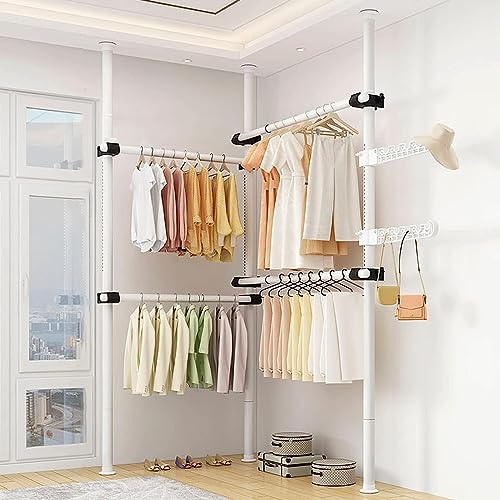 Penderie télescopique autoportante avec tringle suspendue réglable en hauteur