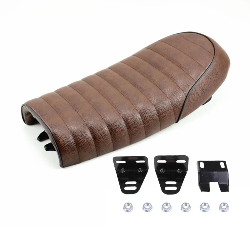 Asiento motocicleta cómodo cojín de PU retro asientos sillín plano para transformación moto