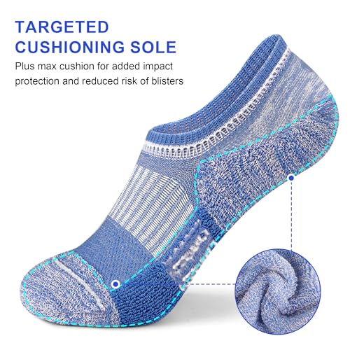 Image of Amutost Womens No Show Socks Anti-Slip Cushioned Breathable 5-10Pairs | Silicone heel grips, Arch compression band, Elastic cuffs, Moisture wicking, Size 6-8 /7-9 /9-11, Reduces blisters