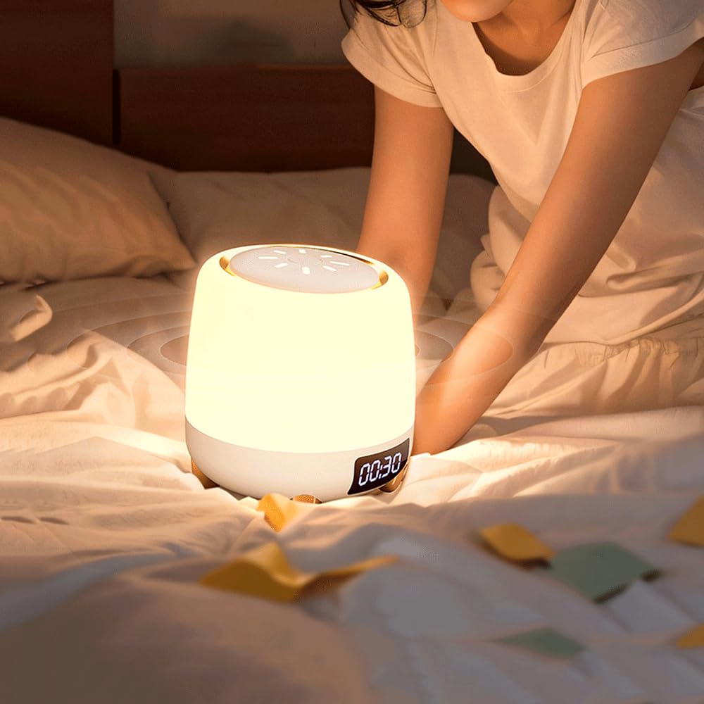 Longe Portable Conception Veilleuse à Gradation Infinie avec télécommande et réveil Lueur Lampe de Soins pour Les Yeux de Salon Chambre Nursery