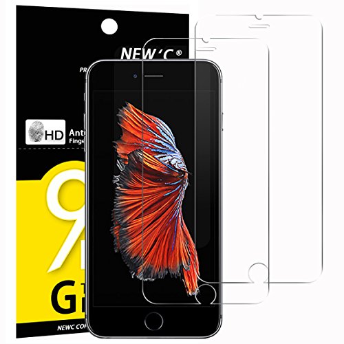 NEW'C PanzerglasFolie Schutzfolie für iPhone 6s, für iPhone 6, [2 Stück] Frei von Kratzern Fingabdrücken und Öl, 9H Härte, HD Displayschutzfolie, 0.33mm Ultra-klar, kompatibel iPhone 6s, 6
