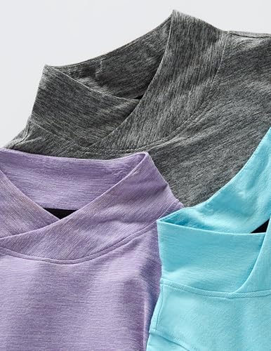 3 Pack Women's Thermal Fleece Shirts Long Sleeve Mock Turtleneck Running Active Tops Workout Cold Weather Gear3