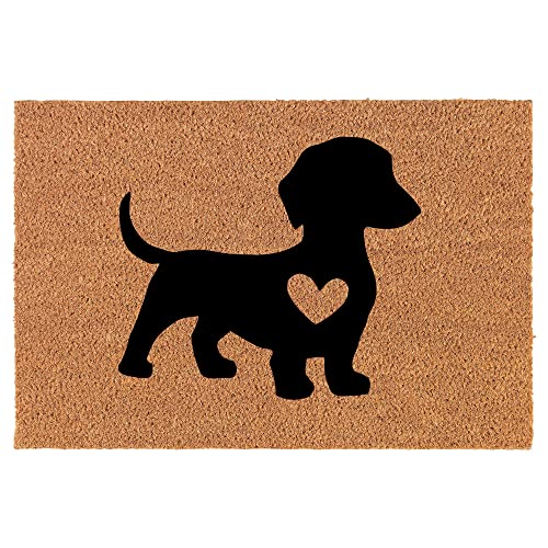 Lindo Perro Salchicha Con Corazón Felpudo para Puerta - Regalo de Inauguración, Boda, Recién Casados, Nuevo Hogar - Decoración para Cocina, Balcón - 16 x 24 Pulgadas