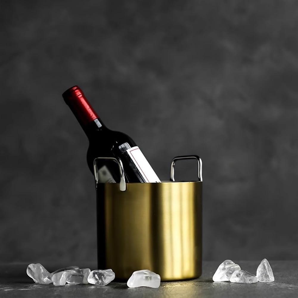 Cubitera de Doble Pared, Cubo de Hielo con asa de Transporte cómoda Cubo de Hielo Aislado