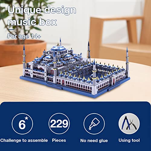 Microworld 3D Metal Puzzle, Turkey Blue Mosque Architecture Metal Model Kits, 3D Puzzles For Adults Diy Building Model Brain Teaser Toys For Teens (Sultan Ahmed Mosque) #TOP2
