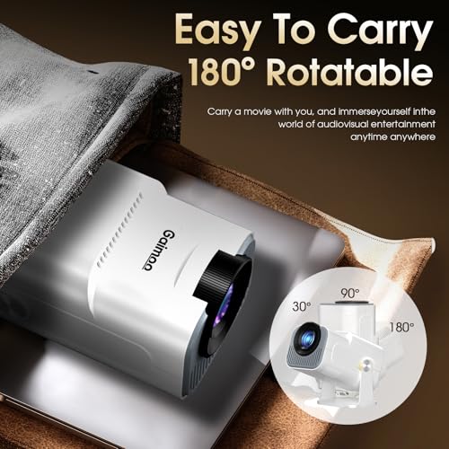 Miniatura 3 de [App Integrada] 2026 Upgraded Proyector Portátil 1920x1080P 4K Supote Videoproyector Dual Control WiFi 6 BT5.2 180° Rotation Compatible con HDMI/TV Stick/USB/Laptop, Blanco