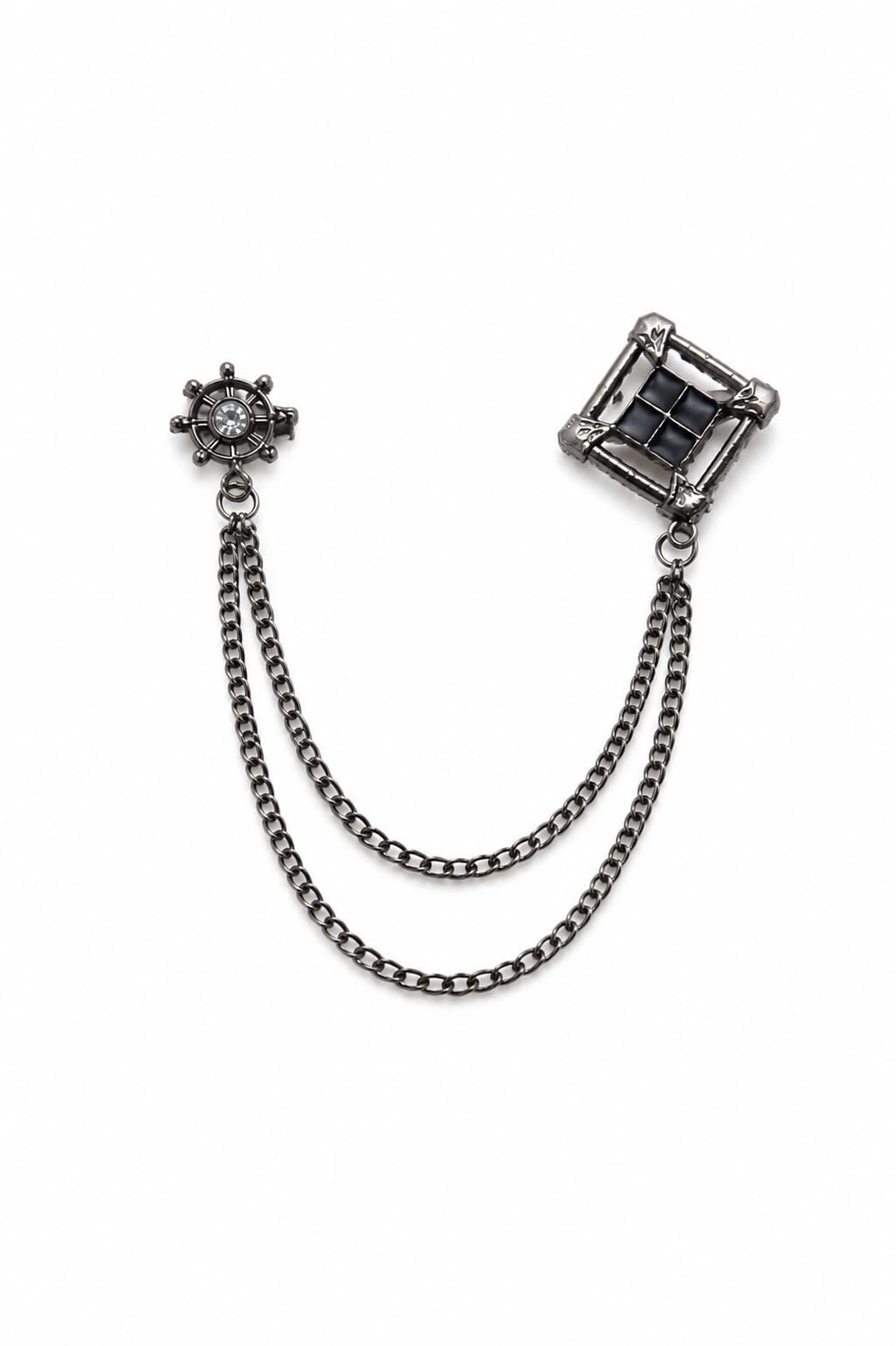 Men's Dual Chain Brooch Pin Vintage Design for Suits & Blazers-image-46
