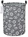 ONOEV Round Folding Laundry Hamper, Canvas Basket,Nersury Hamper,Suitable for Children,Office,Bedroom,Clothes,Toys Storage(Grey Sports Ball)