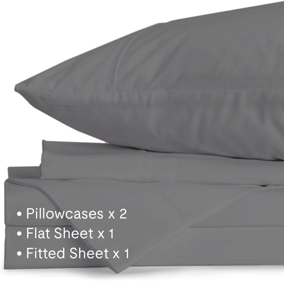 Jennifer Adams Eternal Sheet Set, 4-Piece Microfiber Sheets & Pillowcases - Ultra-Soft, Breathable and Wrinkle-Resistant (Graphite, California King)