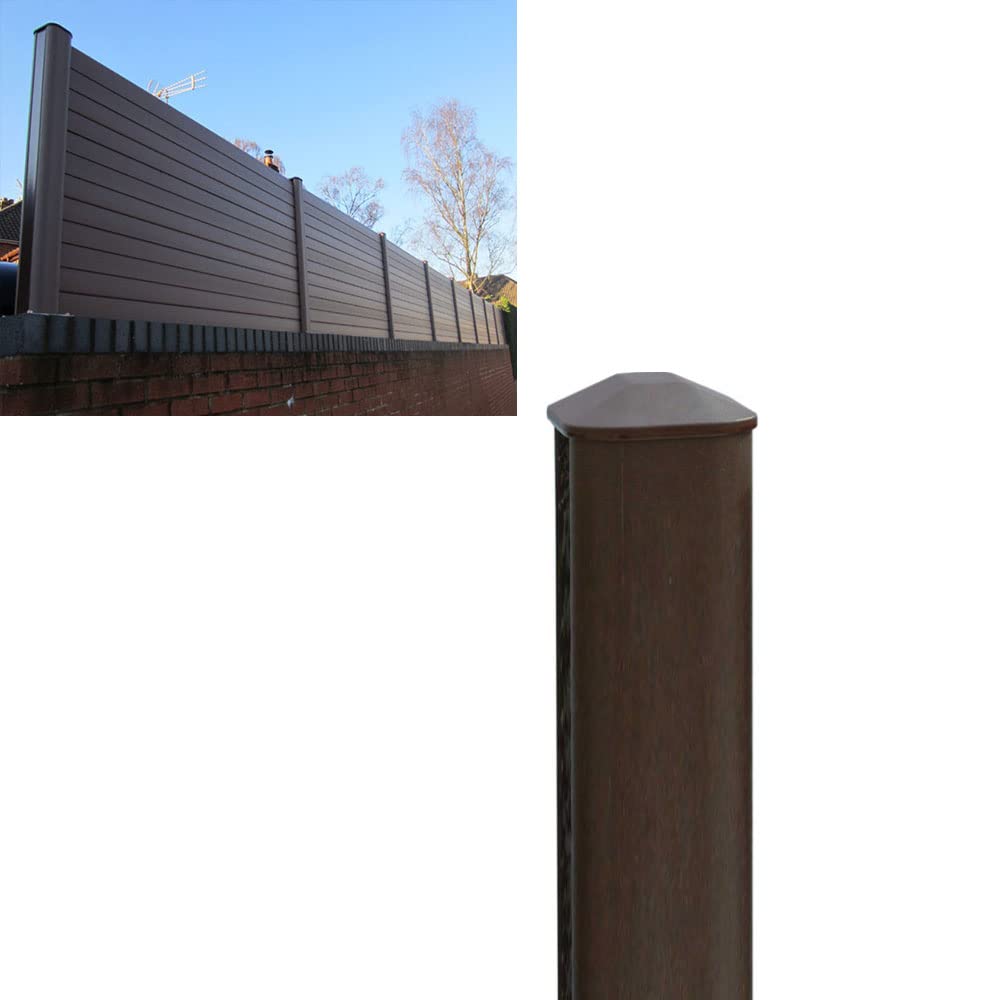 Vp Walnut Plastic Fence Posts With Cap - Plastic Eco Fencing Post For Composite & Wooden Fence Panels 1.8M (6') - (Ecofpan)