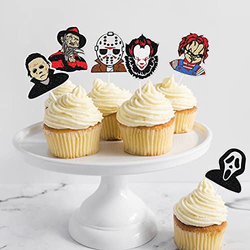 18Pcs Horror Classic Movie Cupcake Toppers - Friday The 13Th Joker Theme Party - Horror Movie Halloween Decoration Supplies #TOP1