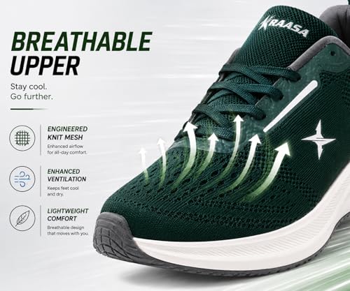 Image of Kraasa Men's Running Shoes | Breathable Mesh Upper | Lightweight Phylon Sole | Cushioned EVA Insole | Comfortable Sports & Casual Sneakers for Gym, Walking & Daily Use
