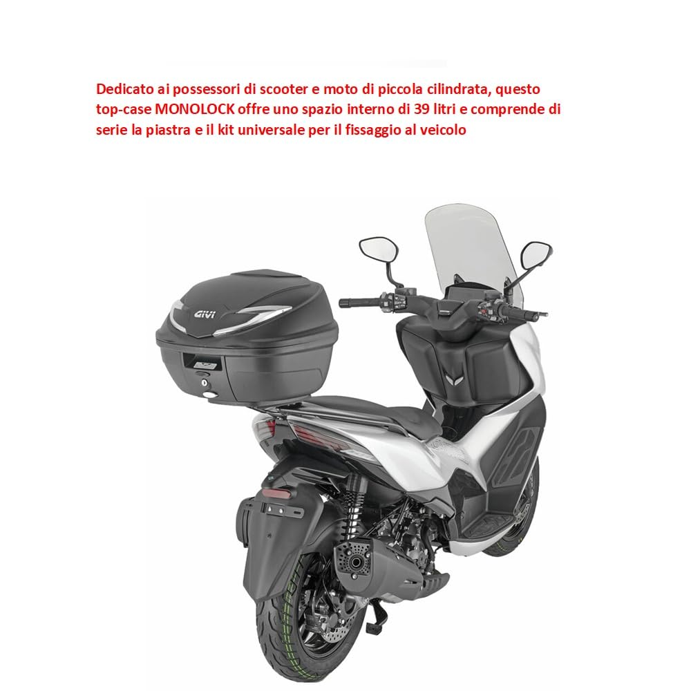 COMPATIBLES con SYM Jet X Maletero Superior para PORTAEQUIPAJES Trasero Moto Scooter B360 Tech 39LT+Placa+Red/ARAÑA para 2 Cascos Jet-1 Casco Completo Completo/Modular
