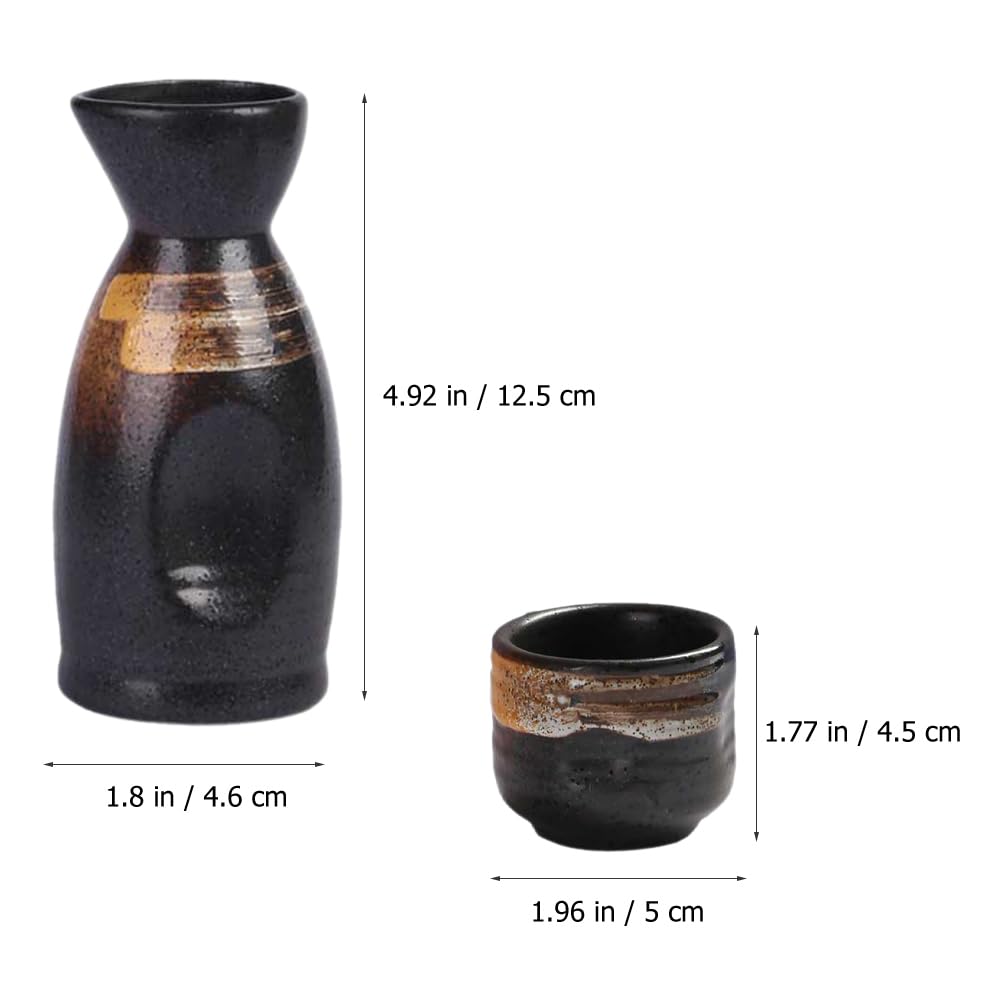 Veemoon Ensemble de saké en céramique - Saké en Porcelaine - Bouteille de Tokkuri - Tasse à saké Ochoko - Ensemble de Tasses - Comprend Carafe 4 Verres
