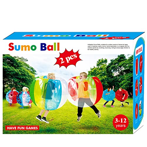 2 Pack Bumper Sumo Ball Kids, Kids Sumo Balls, Lawn Game Ball for Child Outdoor Team Gaming Play for 3-12 Ages (36 inch, Blue+red)