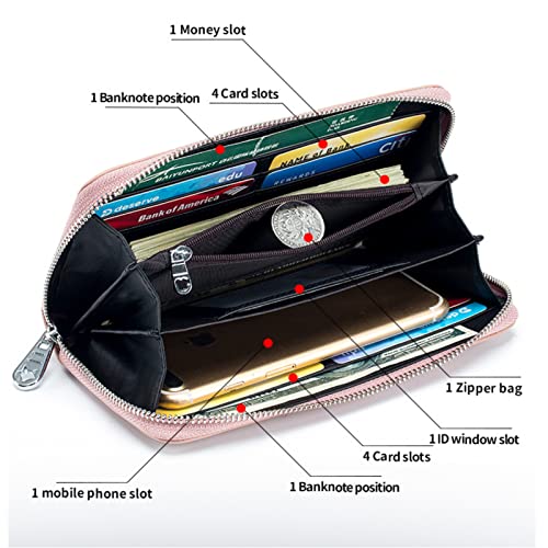 Women's Leather Wallet RFID Blocking Long Clutch Card Holder Organizer Zip Around Purse, Black, One Size3