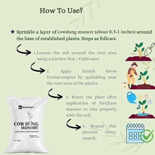 Image of Cow Dung Manure for Plants 25 kg - Organic Cow Dung Compost Fertilizer for Gardening, Pots, Kitchen Garden & Agriculture Use