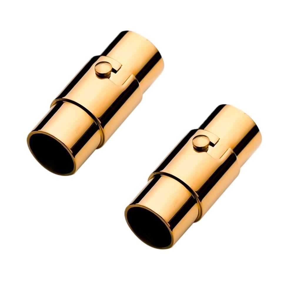 2 Stück 2–10 mm starke magnetische Sicherheitsverschlüsse aus Edelstahl, passend für runde Lederschnur, Armbandverbinder, Schmuckherstellung, Schwarz, Lochdurchmesser 8 mm, Goldlochdurchmesser 5 mm
