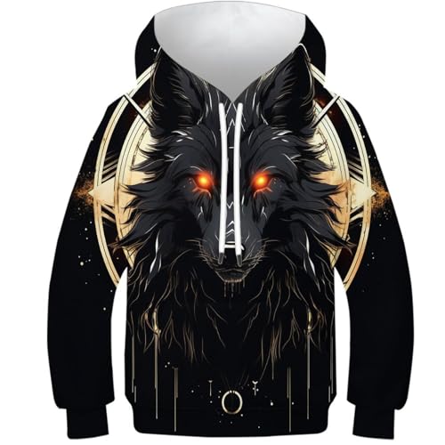 Sportswear pour garçons et filles avec poches pull loup à capuche