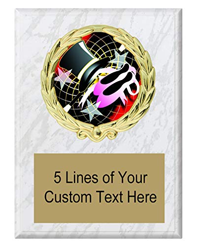 Express Medals 5x7 White Marble Color Modern Dance Plaque Award Trophy with Engraved Plate FCL450