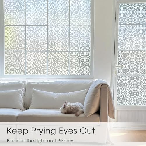 Lifetree Frosted Window Film Privacy Film for Glass Windows Self Adhesive Vinyl Opaque Static Cling Decorative Patterned Window Stickers for Home Bathroom (White, 90 * 200cm) - Cosy Home Interiors Lifetree Frosted Window Film Privacy Film for Glass Windows Self Adhesive Vinyl Opaque Static Cling Decorative Patterned Window Stickers for Home Bathroom (White, 90 * 200cm) - Image 4