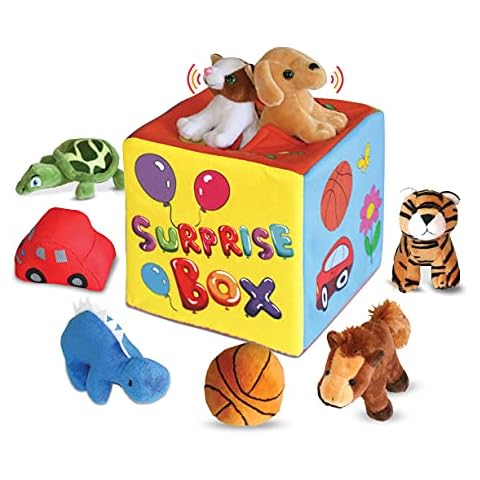 Bundaloo Surprise Box with 8 Plush Toys - Soft Sensory Playset of Stuffed Animals with Sounds for Babies & Toddlers Cover