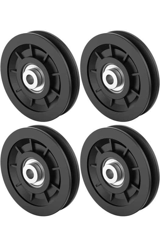 Gym Pulley Wheel (4 inch),Bearing Pulley Wheel,with inbuilt Bush & Bearing,for Exercise Machine use [Weight Capacity = 120 kg] Pack of 4 pcs
