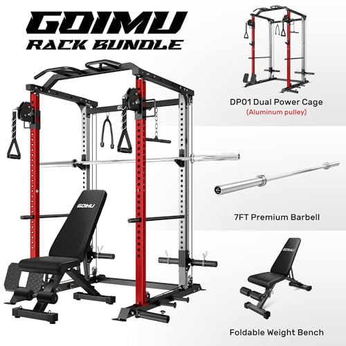 Image of DP01 Power Cage, 2000LBS Squat Rack with Cable Crossover and Dual Independent Pulley System, Full Cage for Full Body Training, Power Rack with More Training Attachments for Home Gym