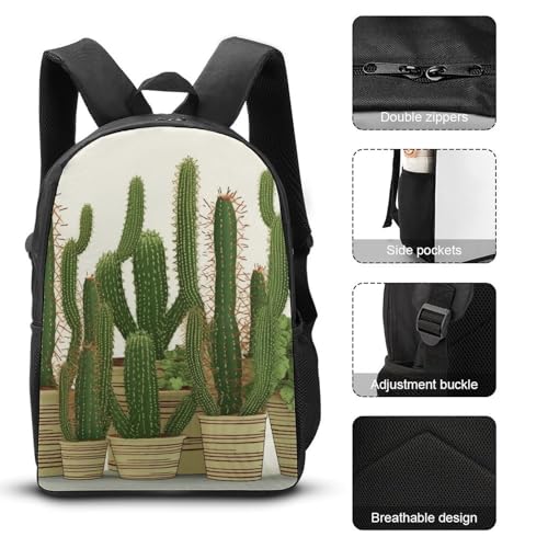 Green Tropical Plant Backpack Set Lightweight Bag Lunch Box Pencil Bags for Women Men Bookbags 3 in 13