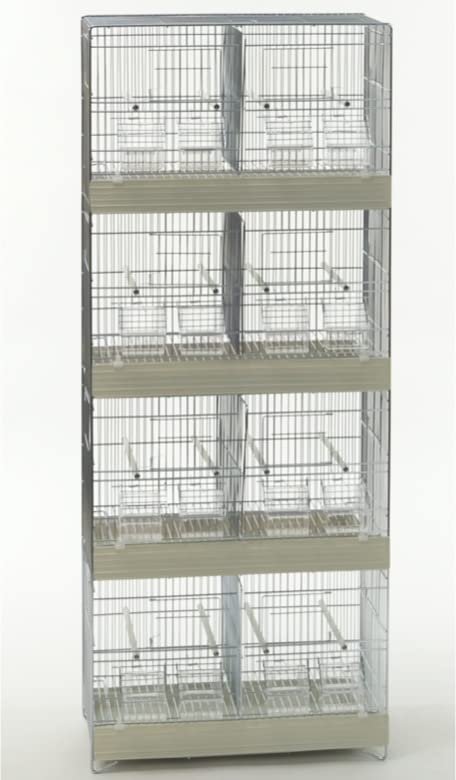 GABBIA COVA COLONNA 4 RIPIANI DA 50 cm CON DIVISORIO FRONTALE,GRIGLIE E MANGIATOIE