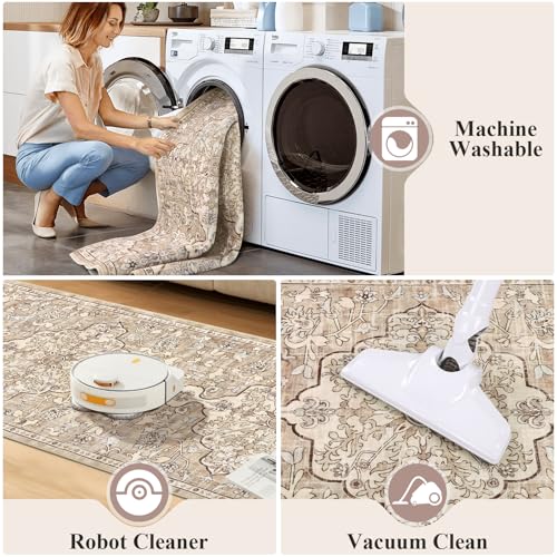 Pauwer Boho Hallway Runner Rug 2'8" x 8' Washable Entryway Area Rugs Non Slip Farmhouse Vintage Floor Mat Carpet Runner for Hallways Laundry Room Kitchen Bathroom Bedroom