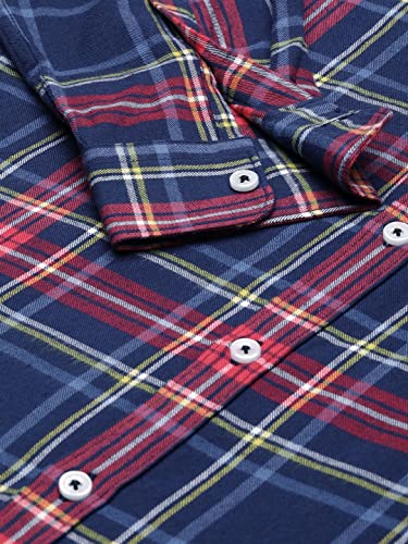 Image of THE BEAR HOUSE Men's Cotton Slim Flannel Button-Down Casual Shirt |Blue |3XL |TBH-INCLINE-BL-3XL |