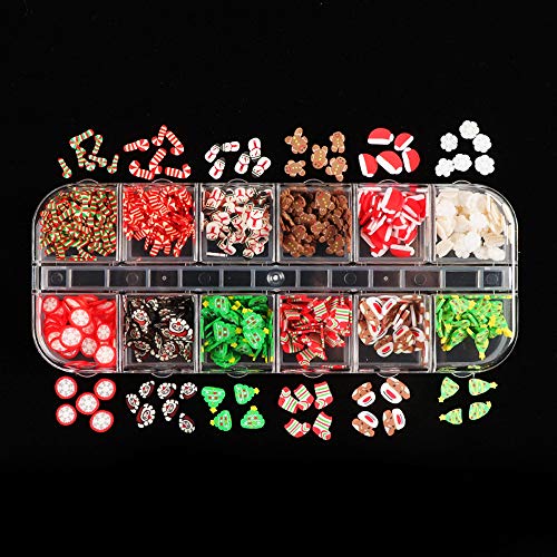 Christmas Style Design Nail Tips Sequins 3D Snowman Santa Slices Polymer Clay Nail Art Decoration Accessories