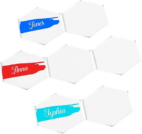 20 placas de nombre acrílicas, tarjetas de lugar de recuerdos de boda, números de mesa de boda de acrílico, tarjetas de lugar de acrílico