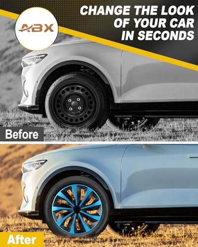 Image of ABX Hubcaps,16 inch hubcaps Set of 4, Wheel Rim Cover ABS Material, Snap On Car Truck SUV Replacement, for Toyota Camry Nissan Mazda etc, Black & Blue