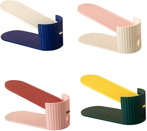 Cabilock Zapatero de almacenamiento para zapatos, 4 piezas, ranuras para zapatos, apilador, ranuras ajustables para zapatos, organizador de zapatos,