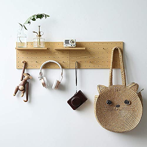 Image of Wooden Pegboard Modular Display Organization Storage Wall Hooks Shelf (Color:Oak)